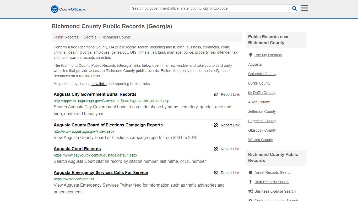 Richmond County Public Records (Georgia) - County Office